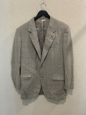 Brioni Light Gray Plaid Two-Button Sport Coat44l
